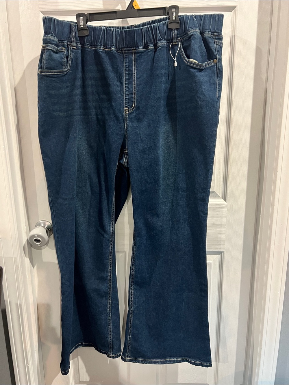 BloomChic Dark Blue Flare Jeans with Elastic Waist